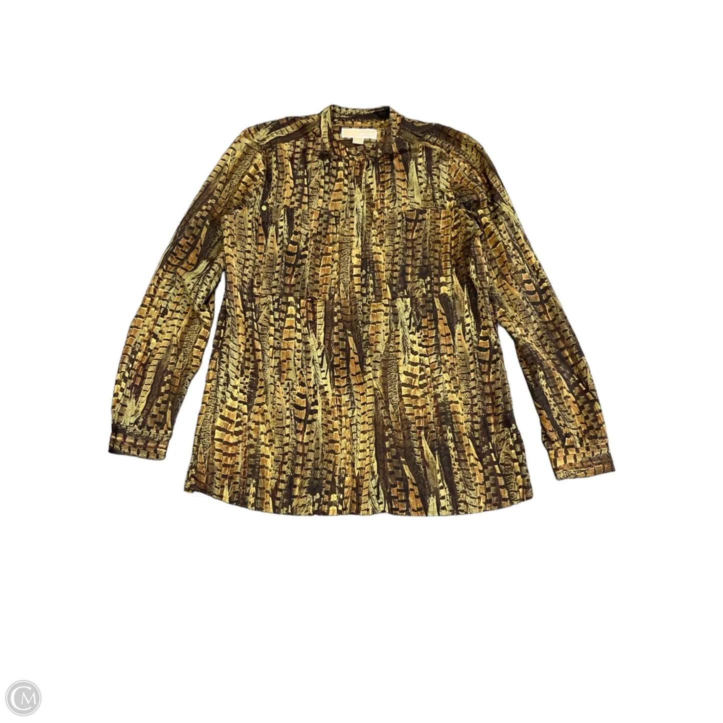 Blouse Long Sleeve By Michael By Michael Kors In Brown & Green, Size: S