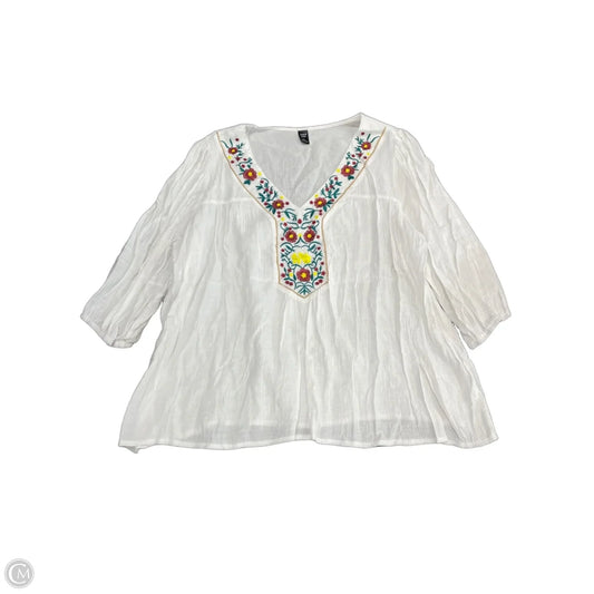 Top Short Sleeve By Shein In White, Size: 2x