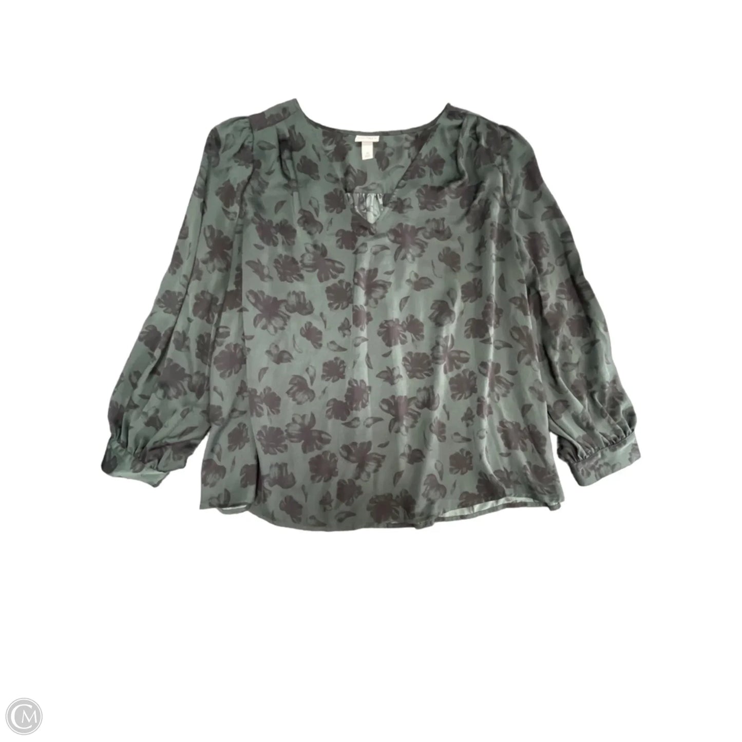 Top Long Sleeve By Ava & Viv In Black & Green, Size: 2x