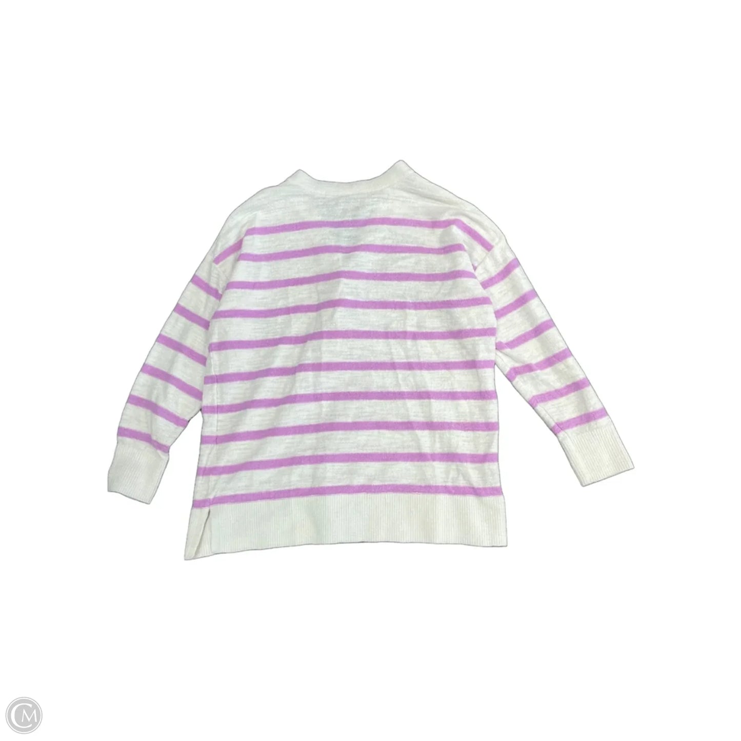 Top Long Sleeve By Loft In Purple & White, Size: S