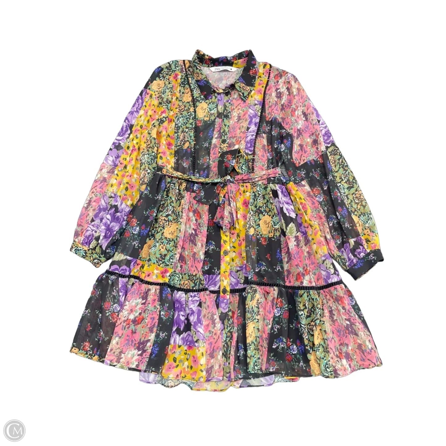 Dress Casual Short By Zara In Black & Purple, Size: M