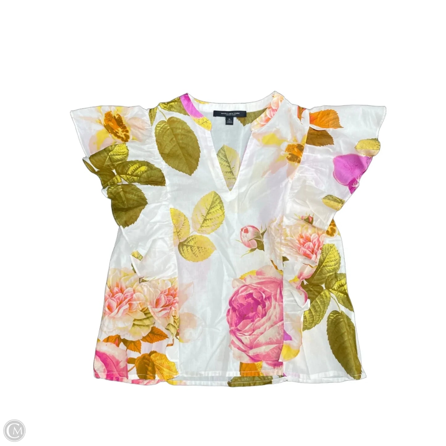 Top Short Sleeve By Marc New York In Pink & White, Size: Lp
