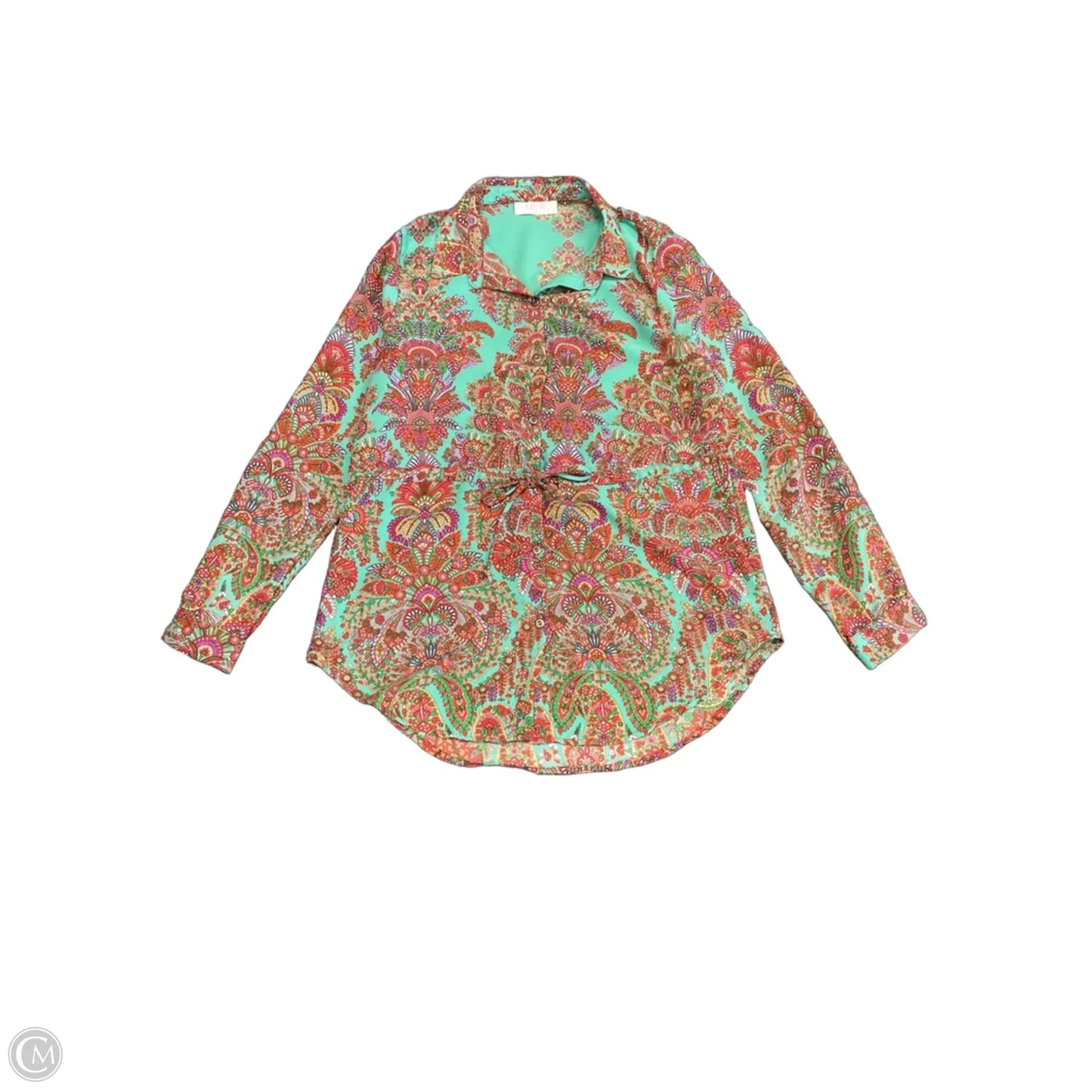 Top Long Sleeve By Peach Love Cream California In Green & Red, Size: S