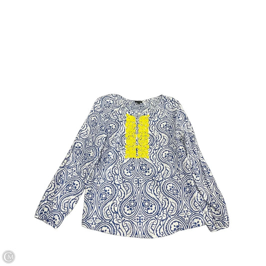Top Long Sleeve By Talbots In Blue & White, Size: M