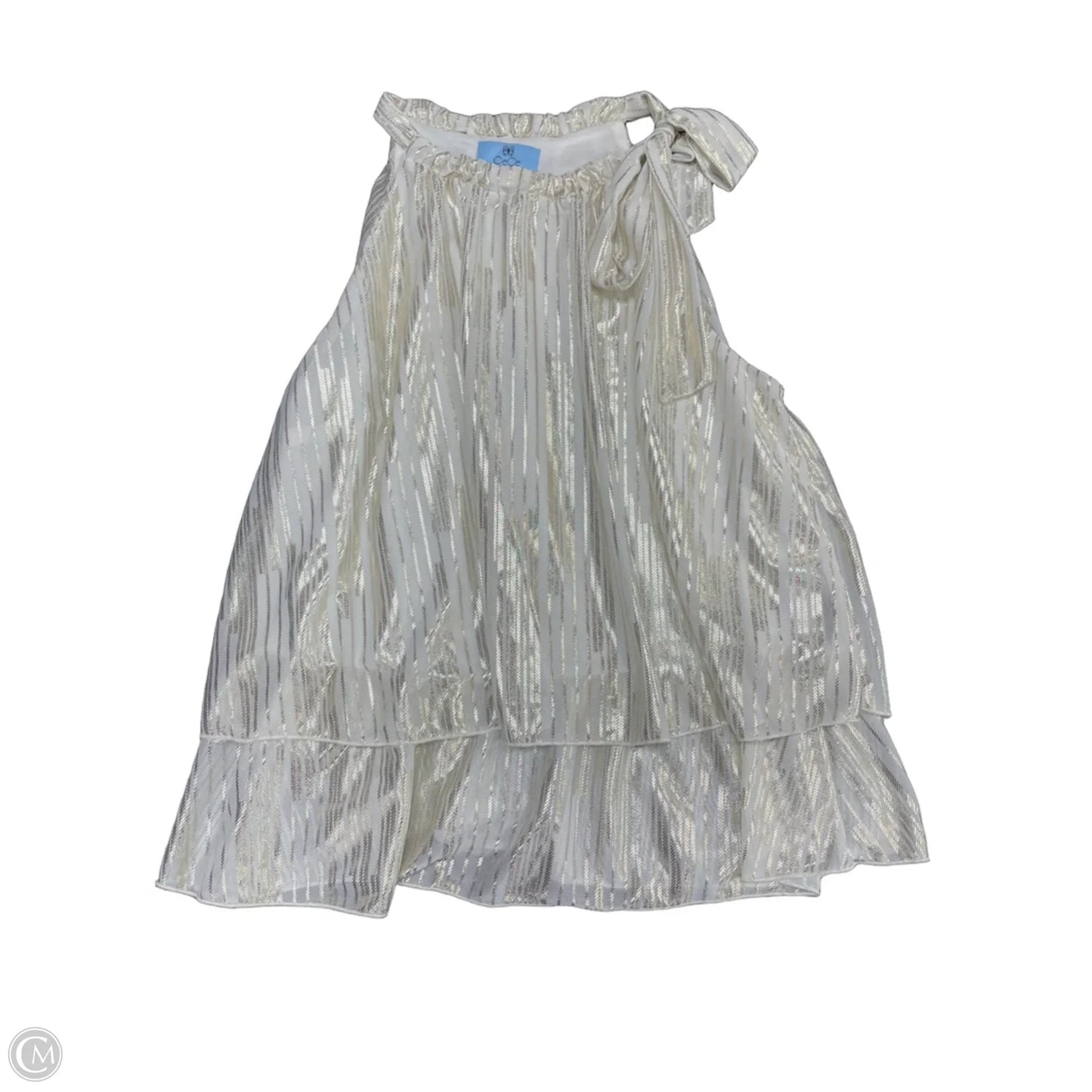 Top Sleeveless By Cece In Gold & White, Size: L