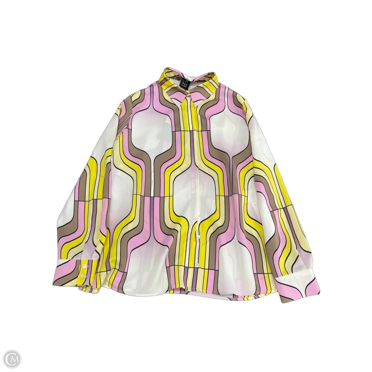 Blouse Long Sleeve By Cma In Pink & Yellow, Size: 6