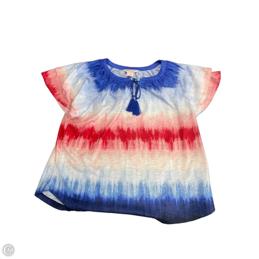 Top Short Sleeve By Allison Daley In Blue & Red & White, Size: Mp