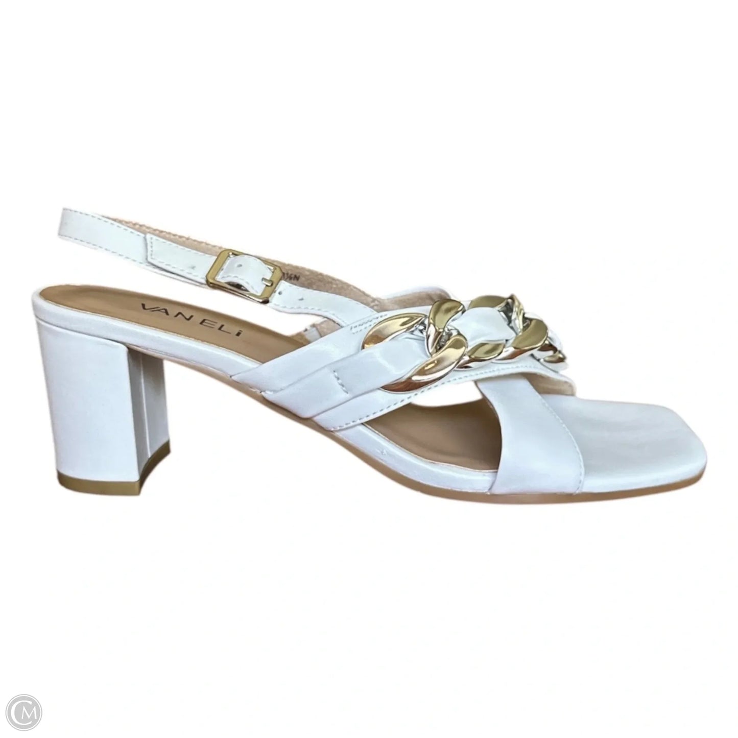 Sandals Heels Block By Vaneli In White, Size: 8.5