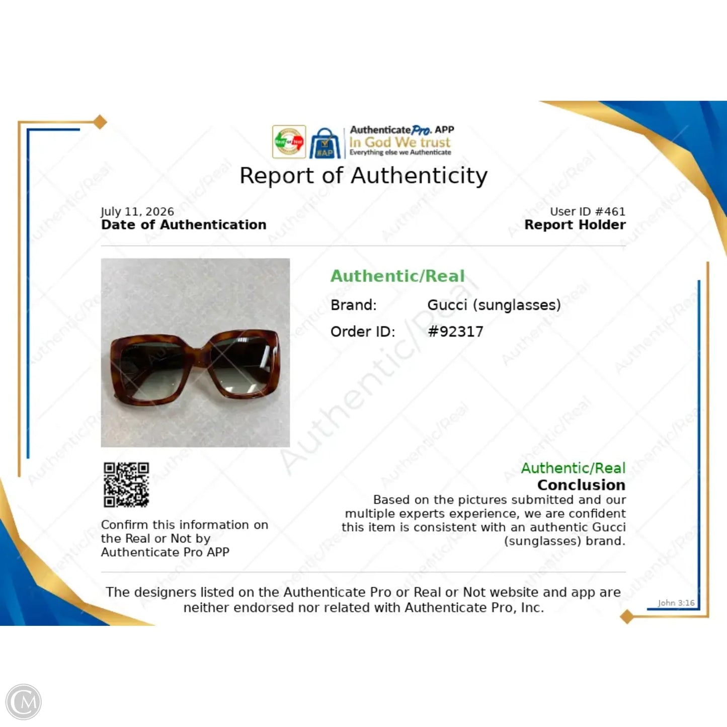 Sunglasses Luxury Designer By Gucci