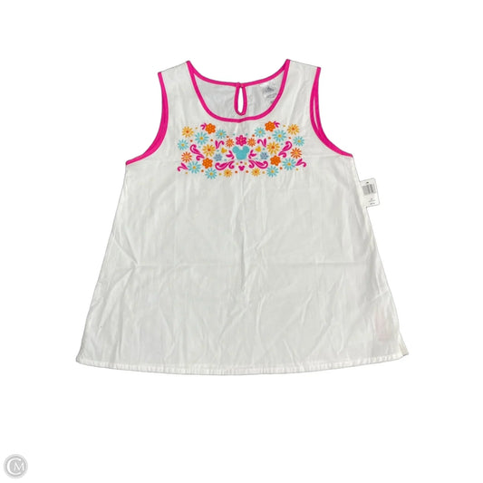 Top Sleeveless By Disney In Pink & White, Size: M