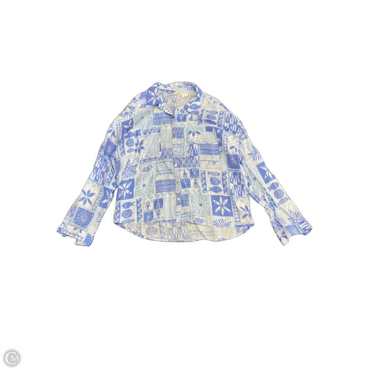 Top Long Sleeve By C And C In Blue & White, Size: L