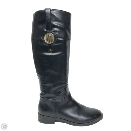 Boots Knee Flats By Tommy Hilfiger In Black, Size: 8