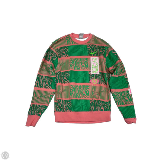 Sweatshirt Crewneck By Nike Apparel In Green & Pink, Size: Xs