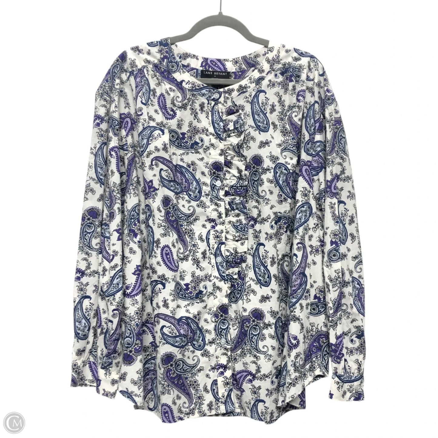 Top 3/4 Sleeve By Lane Bryant In Purple & White, Size: 24
