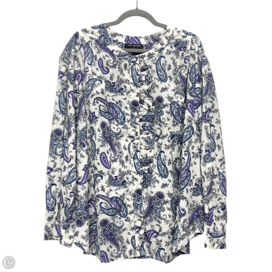 Top 3/4 Sleeve By Lane Bryant In Purple & White, Size: 24