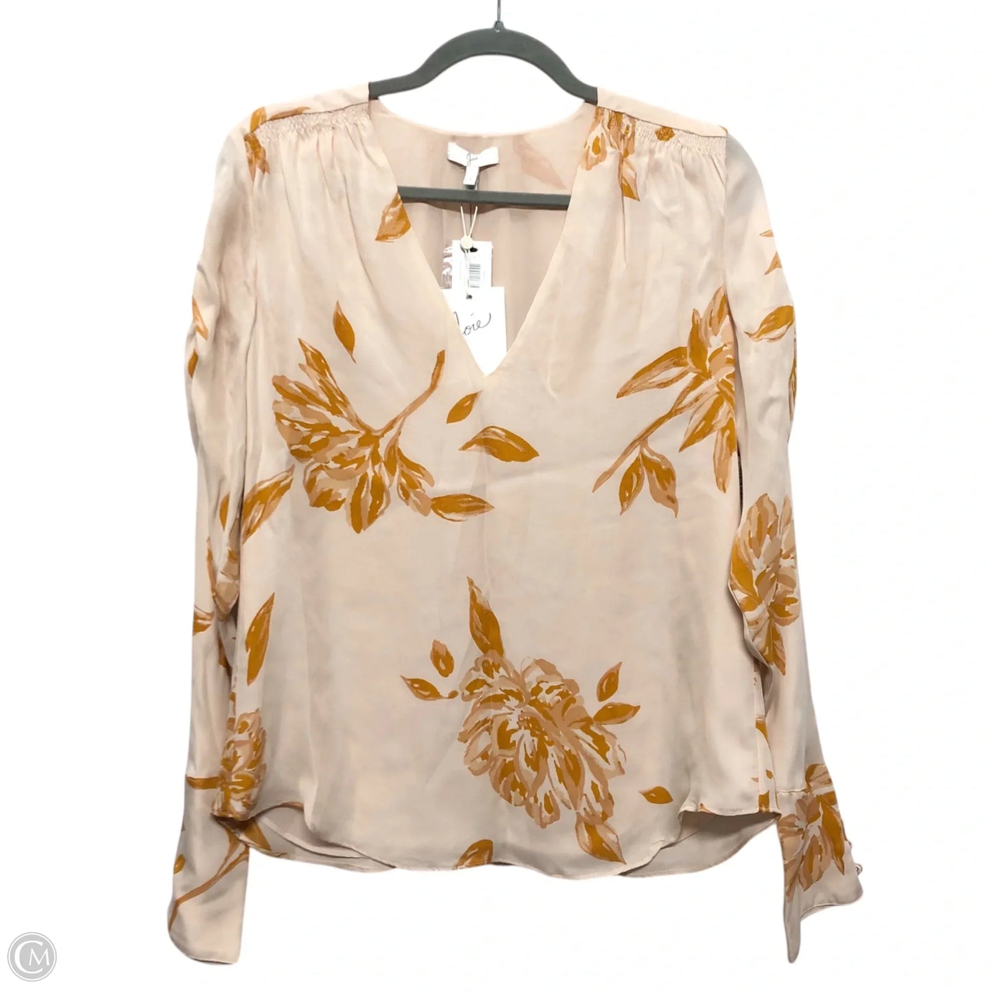 Blouse Long Sleeve By Joie In Cream & Orange, Size: S
