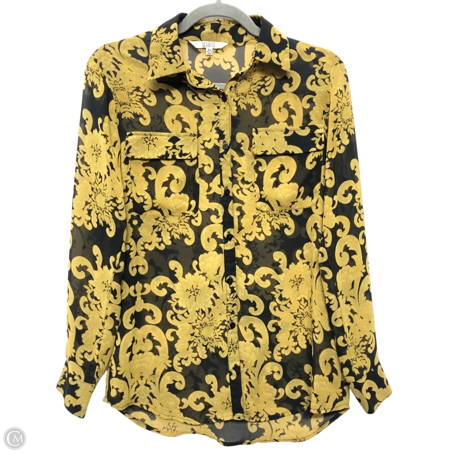 Blouse Long Sleeve By Bb Dakota In Black & Gold, Size: Xs