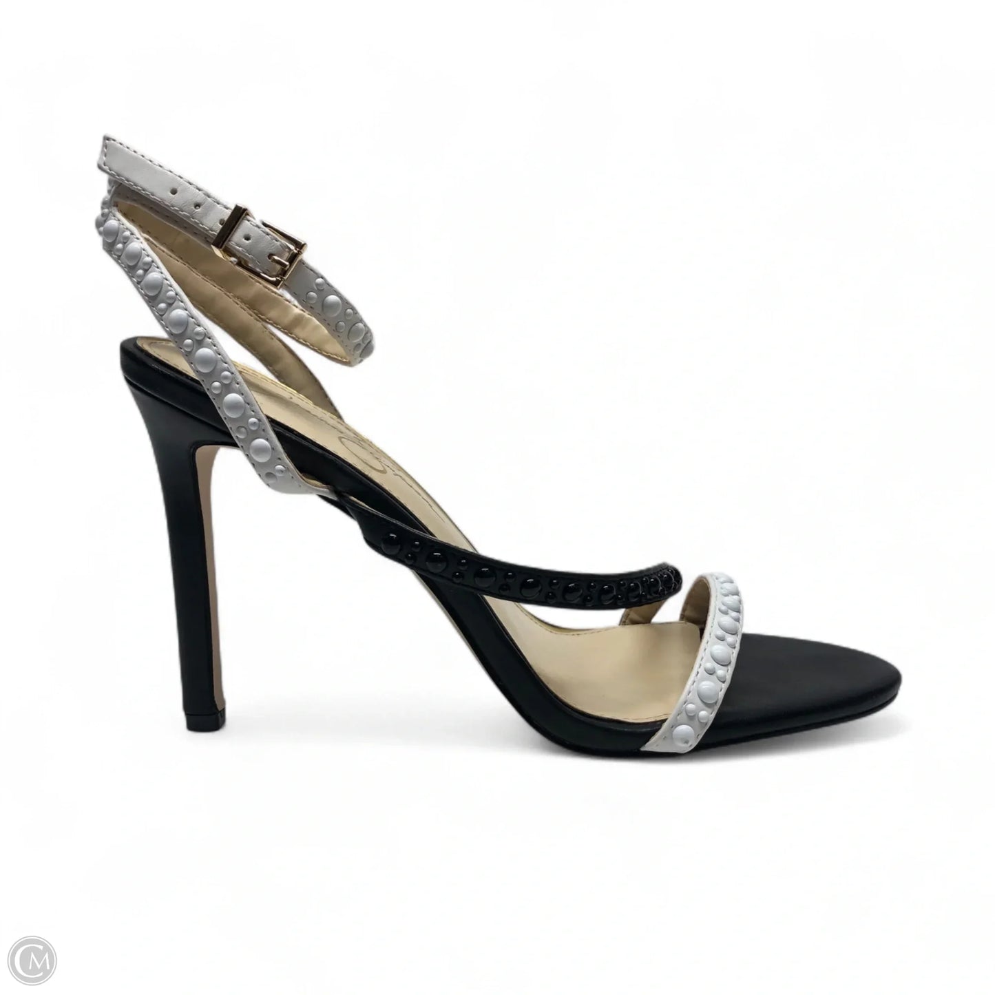 Sandals Heels Stiletto By Jessica Simpson In Black & White, Size: 9.5
