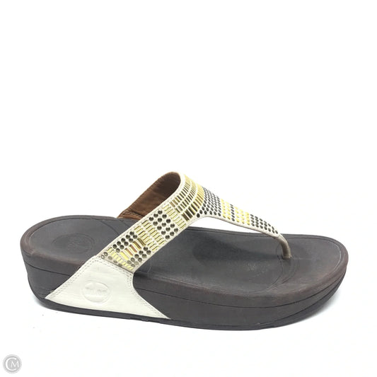 Sandals Heels Platform By Fitflop In Gold & Tan, Size: 7
