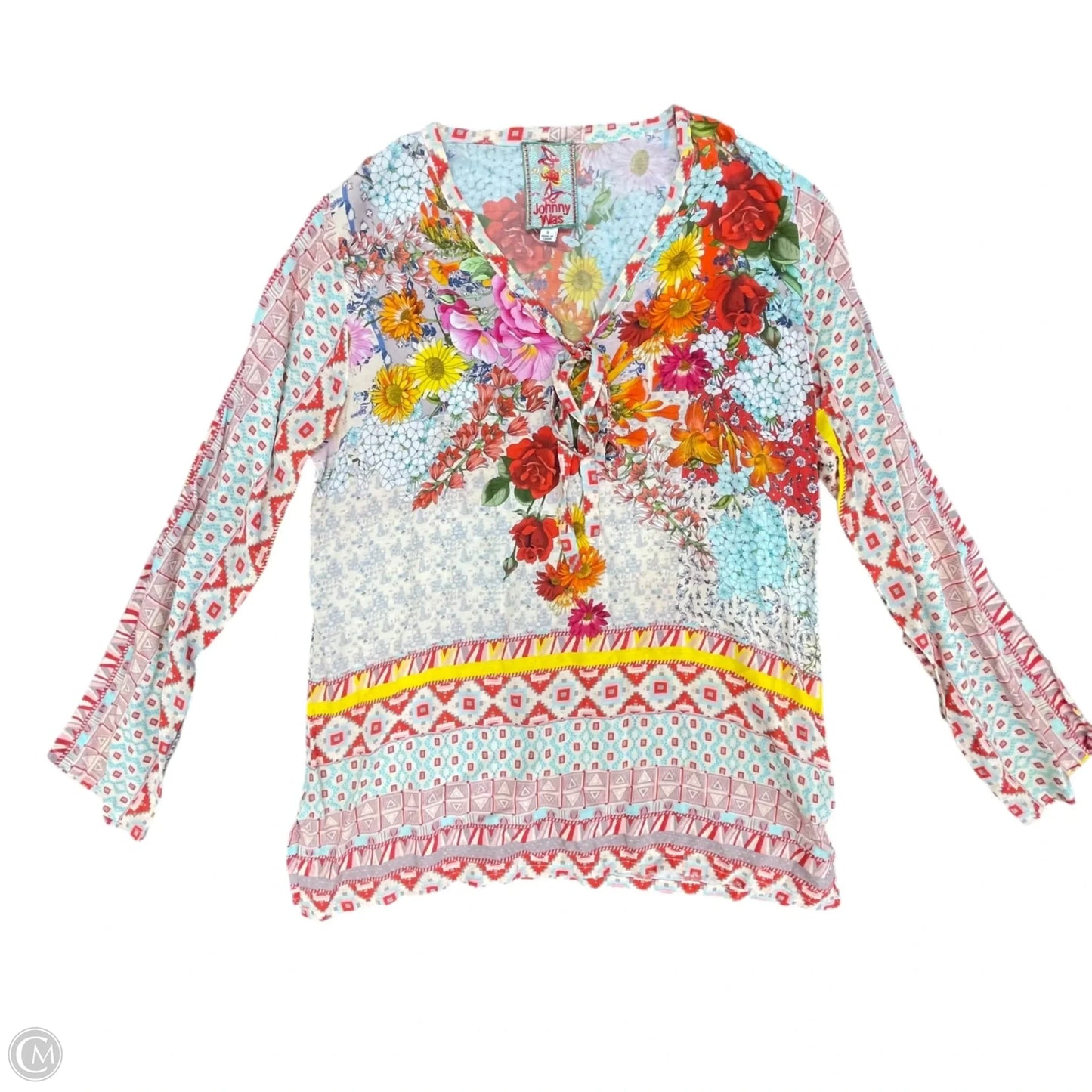 Top Long Sleeve By Johnny Was In Floral Print, Size: S