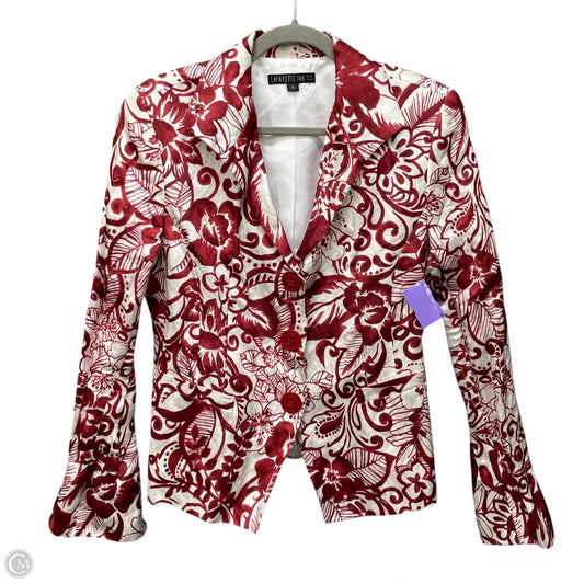 Blazer Designer By Lafayette 148 In Red & White, Size: 10