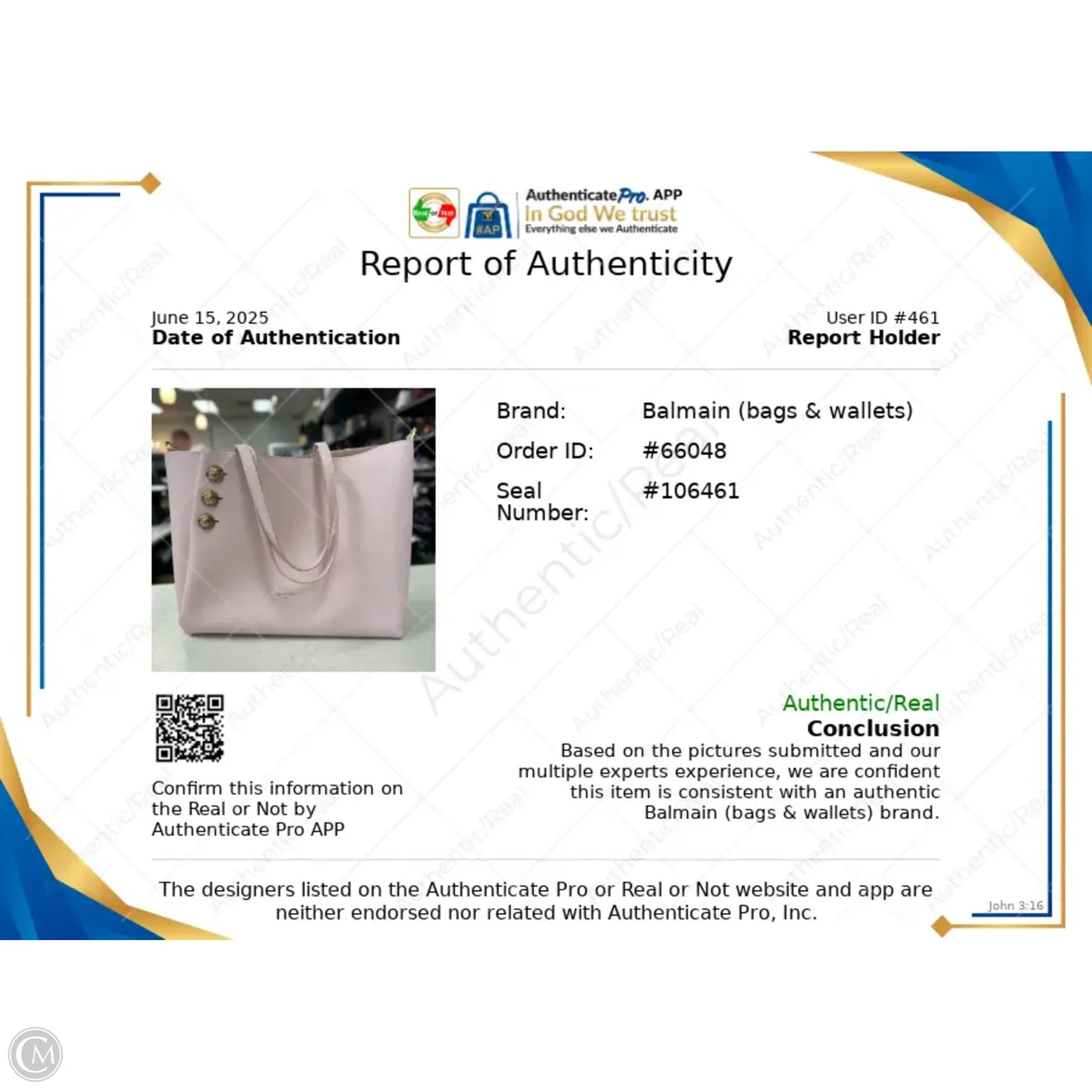 Tote Luxury Designer By Balmain, Size: Medium