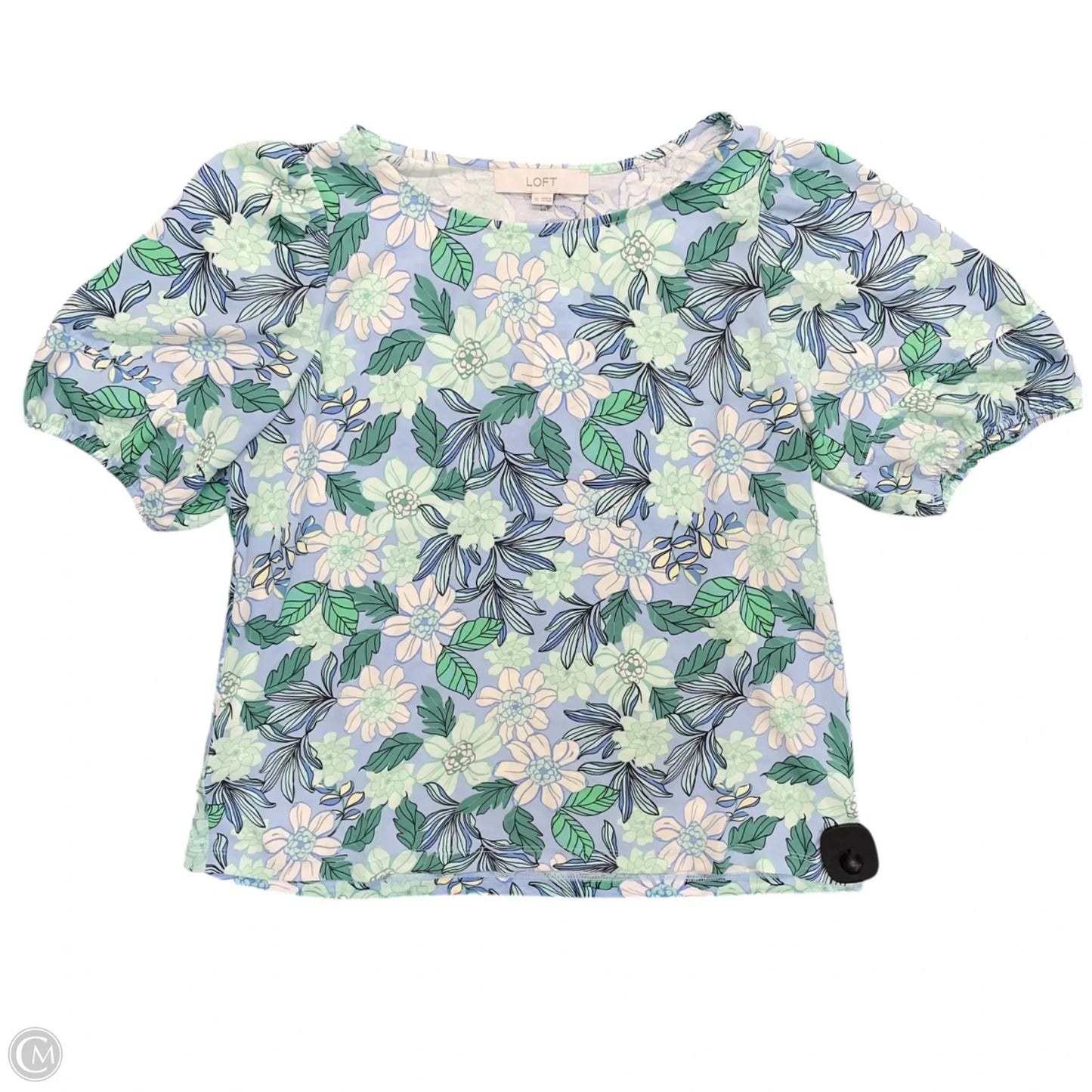 Blouse Short Sleeve By Loft In Blue & Green, Size: Xs