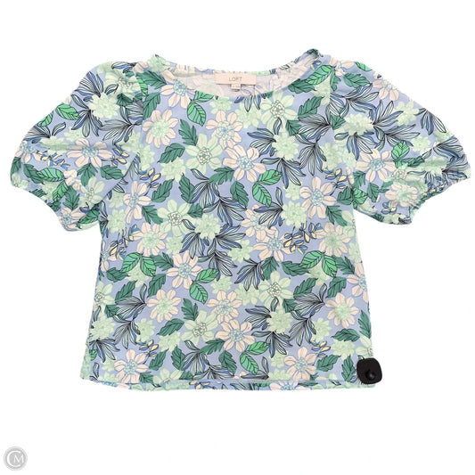 Blouse Short Sleeve By Loft In Blue & Green, Size: Xs