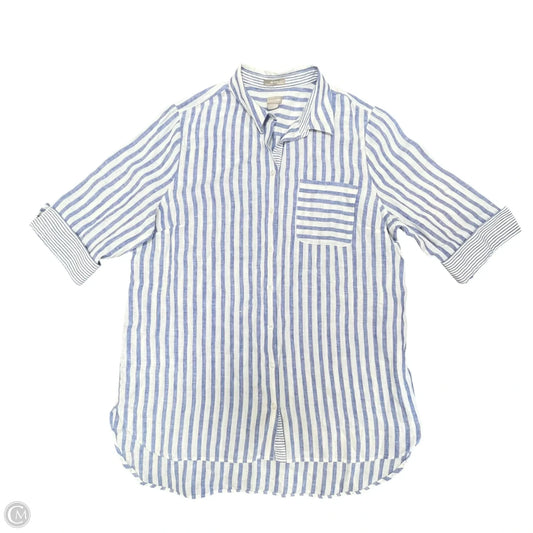 Top 3/4 Sleeve By Chicos In Blue & White, Size: Xl
