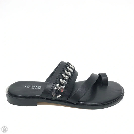 Sandals Flats By Michael By Michael Kors In Black & Silver, Size: 6.5