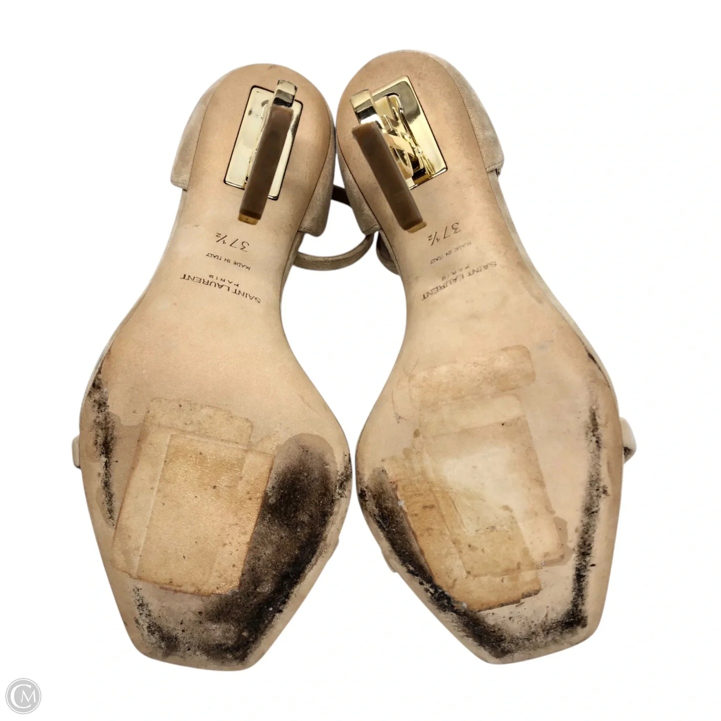 Sandals Luxury Designer By Yves Saint Laurent In Beige, Size: 7.5