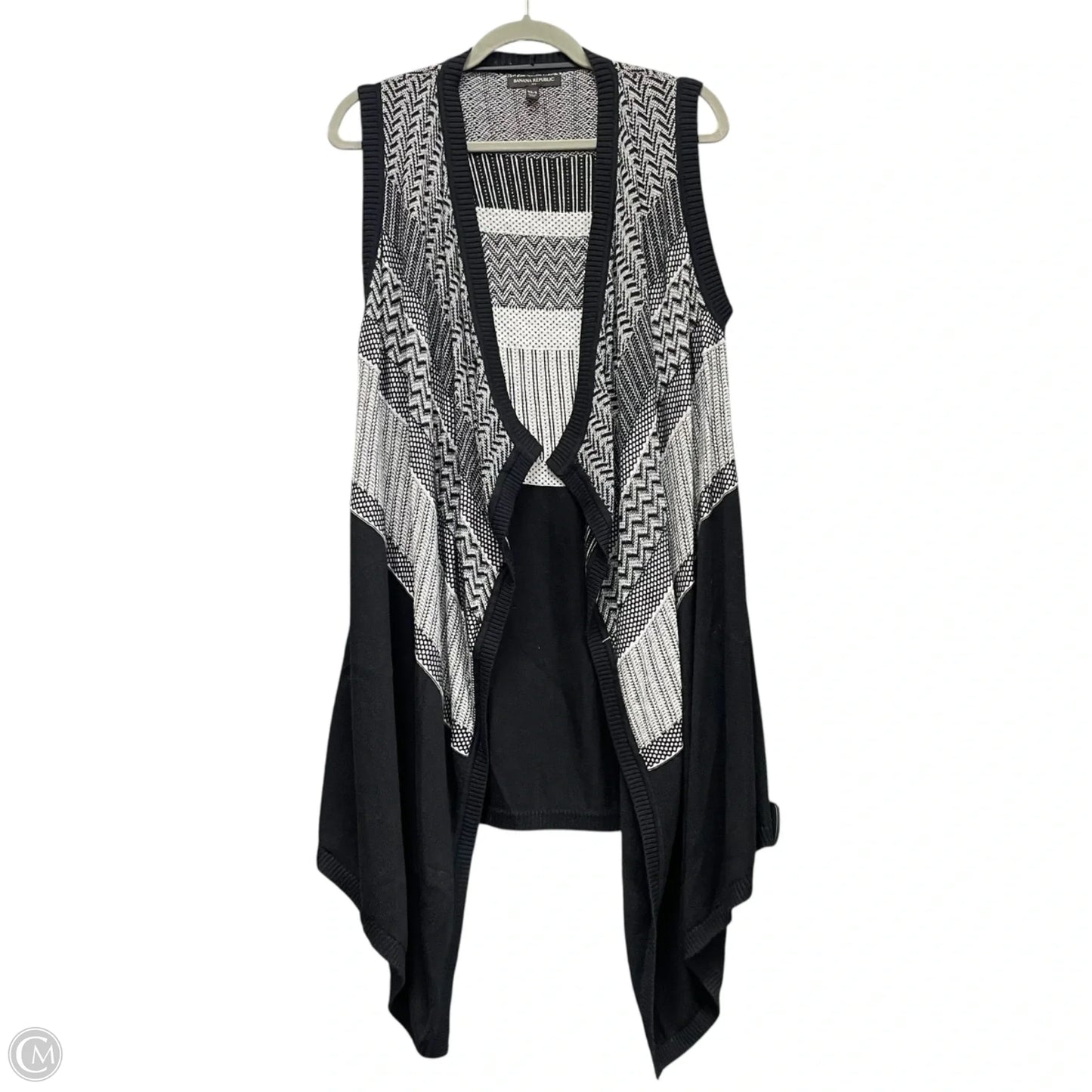Sweater Cardigan By Banana Republic In Black & Grey, Size: S