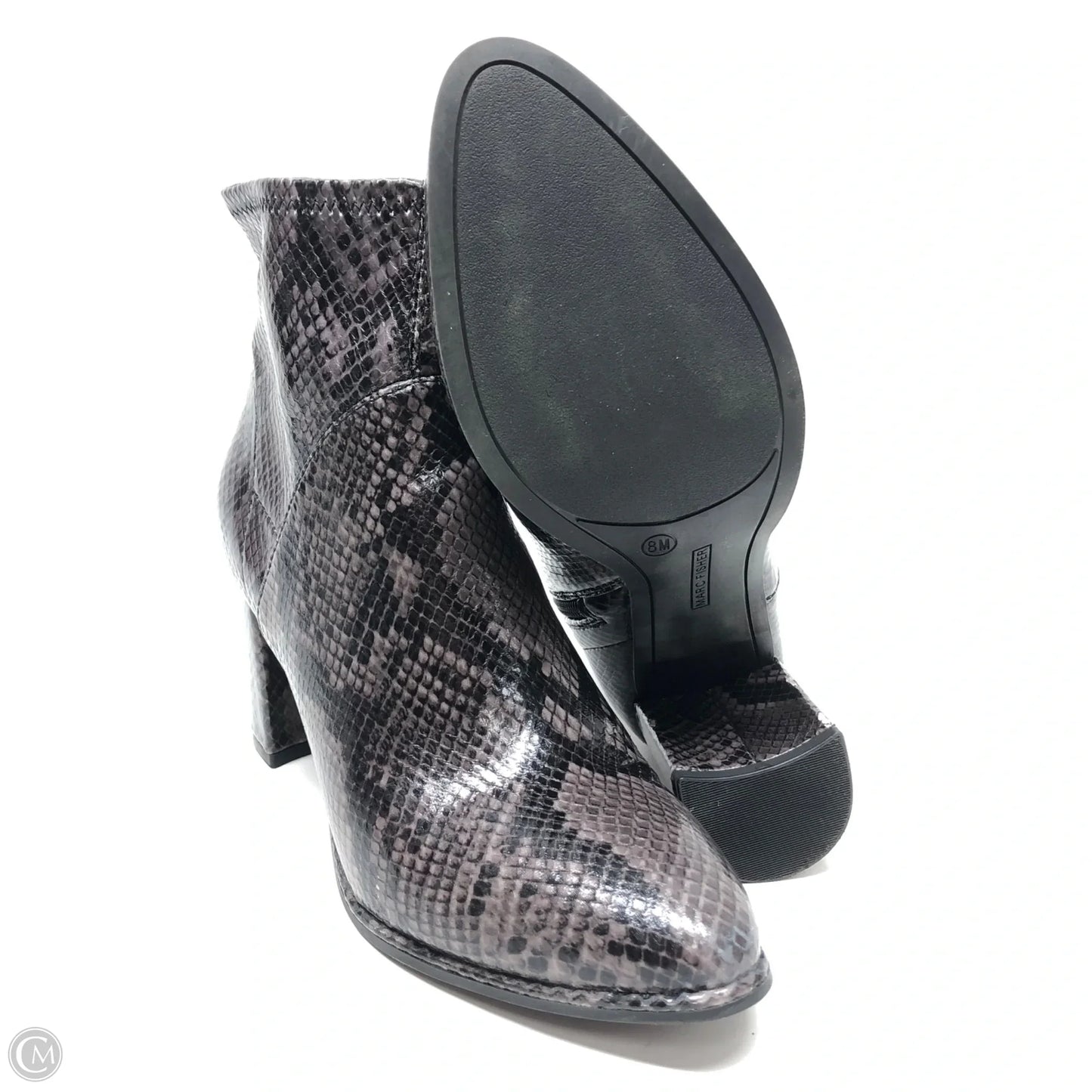 Boots Ankle Heels By Marc Fisher In Black & Grey, Size: 8
