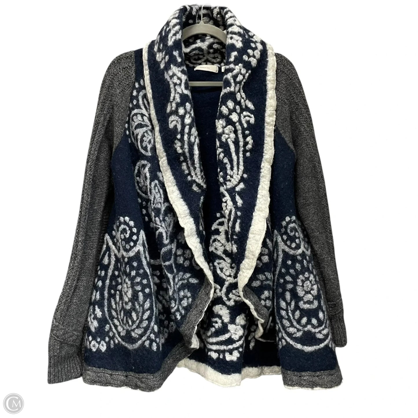 Sweater Cardigan By Sleeping On Snow In Blue & White, Size: S