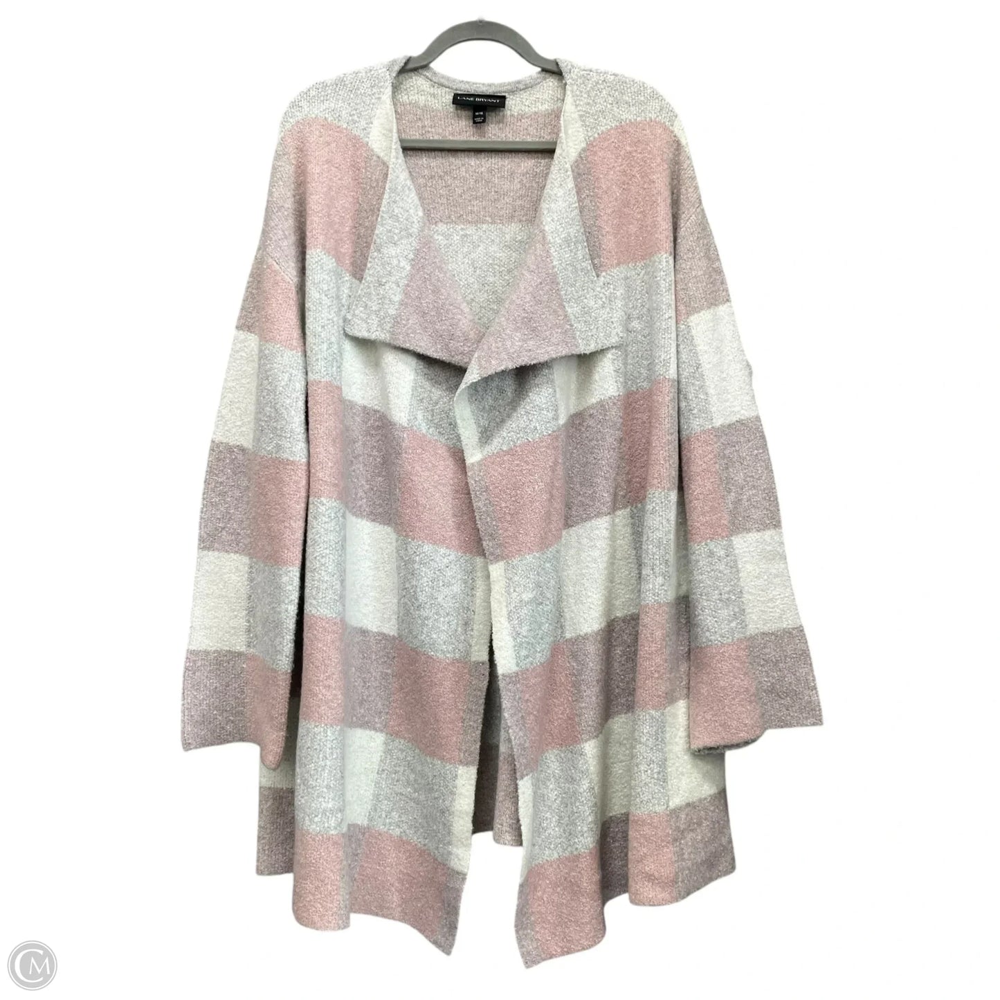 Sweater Cardigan By Lane Bryant In Grey & Pink, Size: Xl
