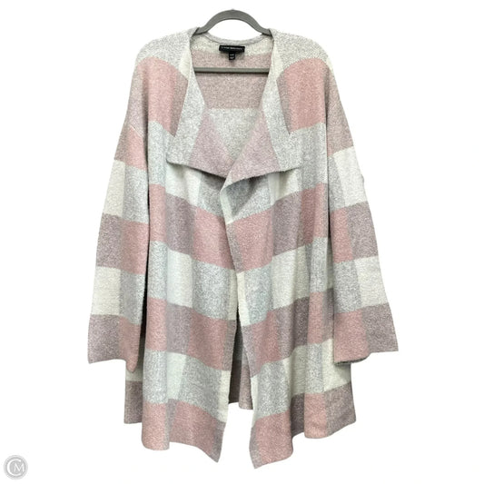 Sweater Cardigan By Lane Bryant In Grey & Pink, Size: Xl