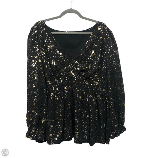 Blouse Long Sleeve By Shein In Black & Gold, Size: 3x
