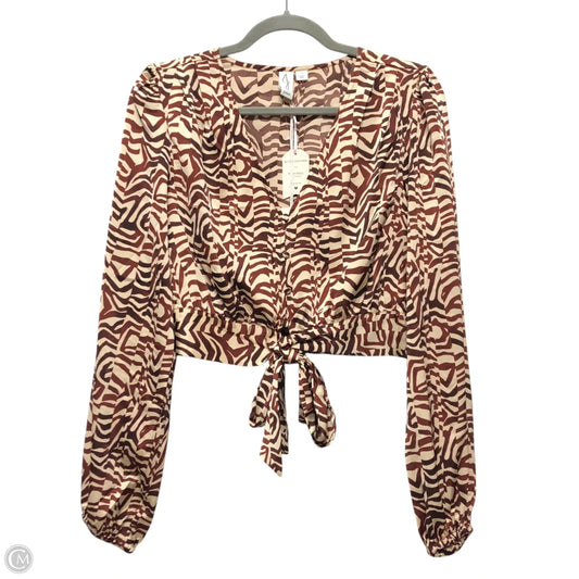 Blouse Long Sleeve By J By Joie In Brown & Cream, Size: S