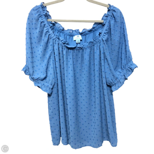 Blouse Short Sleeve By Cece In Blue, Size: 1x