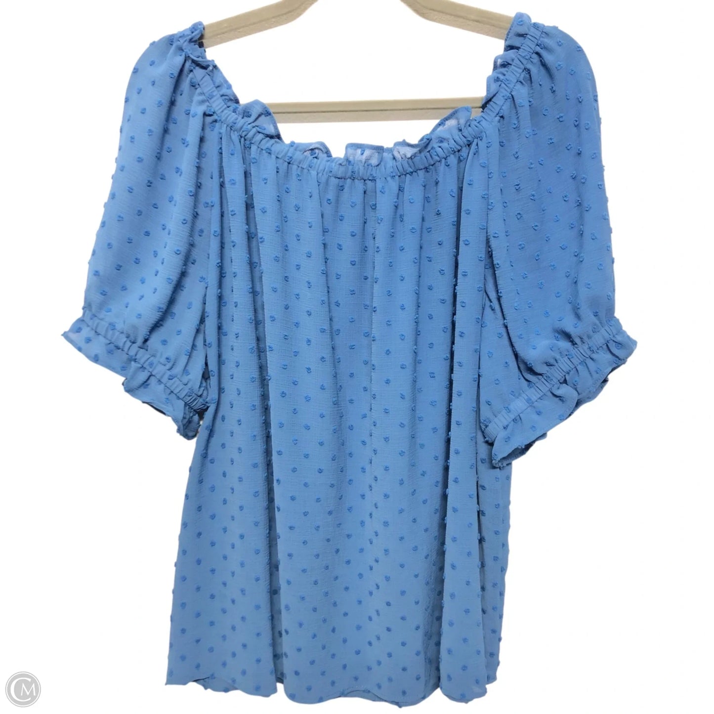 Blouse Short Sleeve By Cece In Blue, Size: 1x
