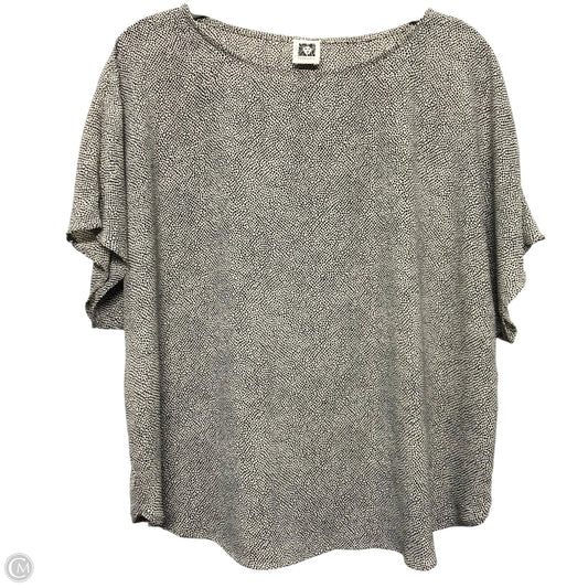 Top Short Sleeve By Anne Klein In Black & White, Size: 1x
