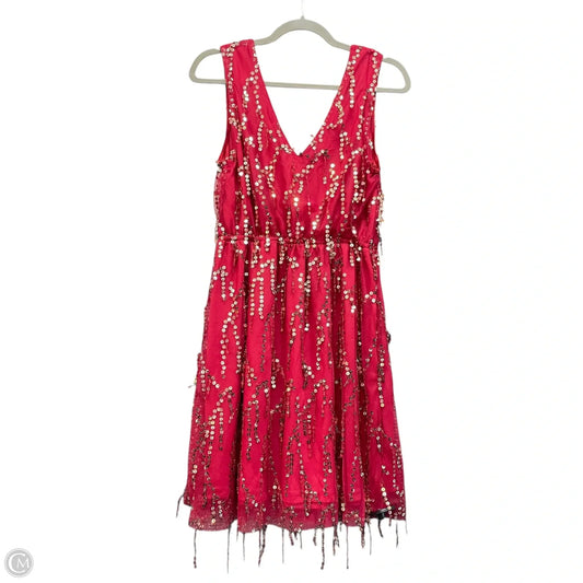 Dress Party Short By Clothes Mentor In Gold & Red, Size: L