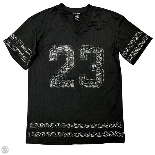 Top Short Sleeve By Fashion Nova In Black & Silver, Size: M