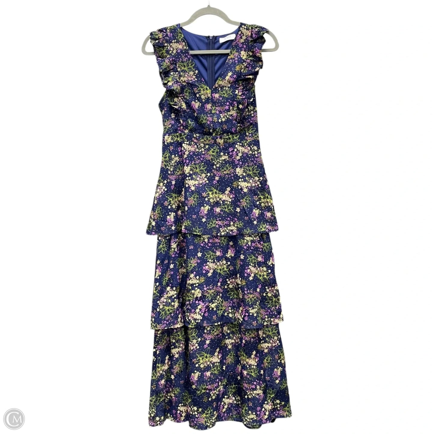 Dress Casual Midi By Cmc In Blue & Green, Size: S