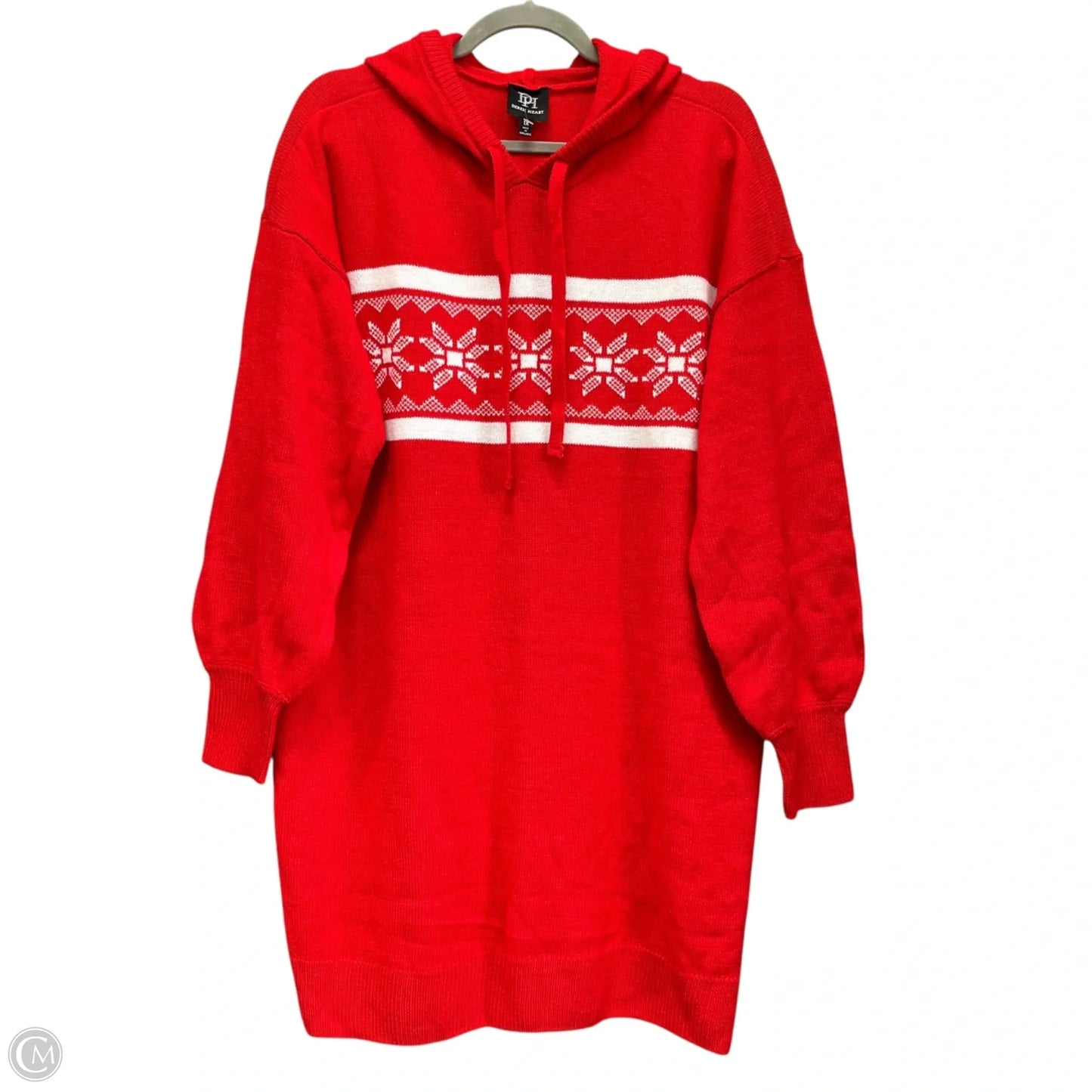 Dress Sweater By Derek Heart In Red & White, Size: 1x