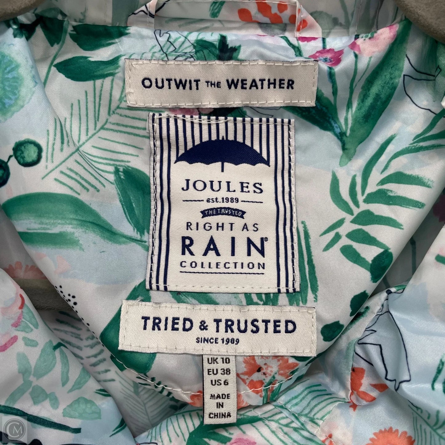 Coat Raincoat By Joules In Multi-colored, Size: 6