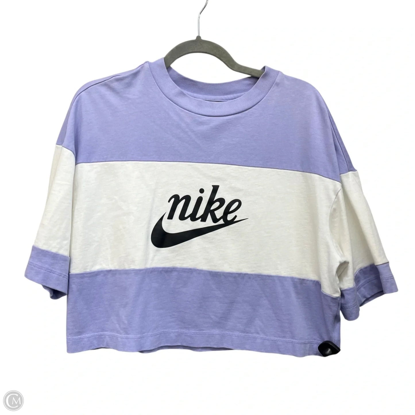 Top Short Sleeve By Nike Apparel In Purple & White, Size: L