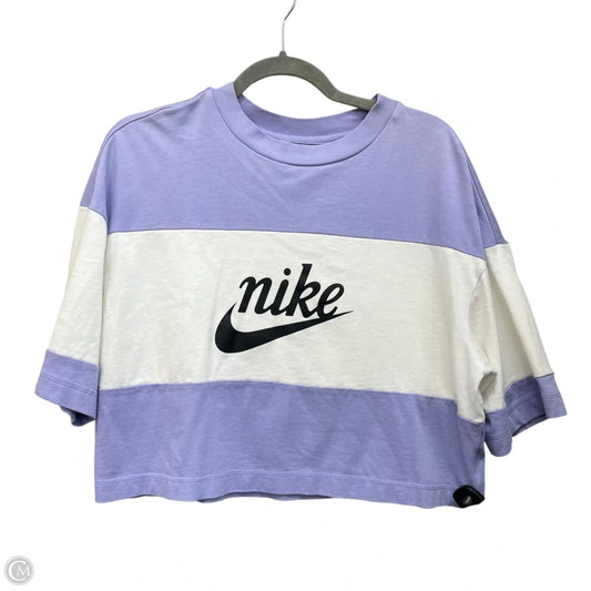 Top Short Sleeve By Nike Apparel In Purple & White, Size: L