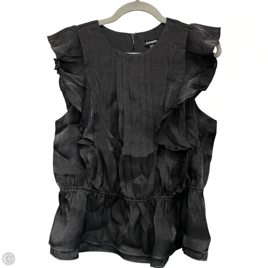 Blouse Short Sleeve By Express In Black, Size: L