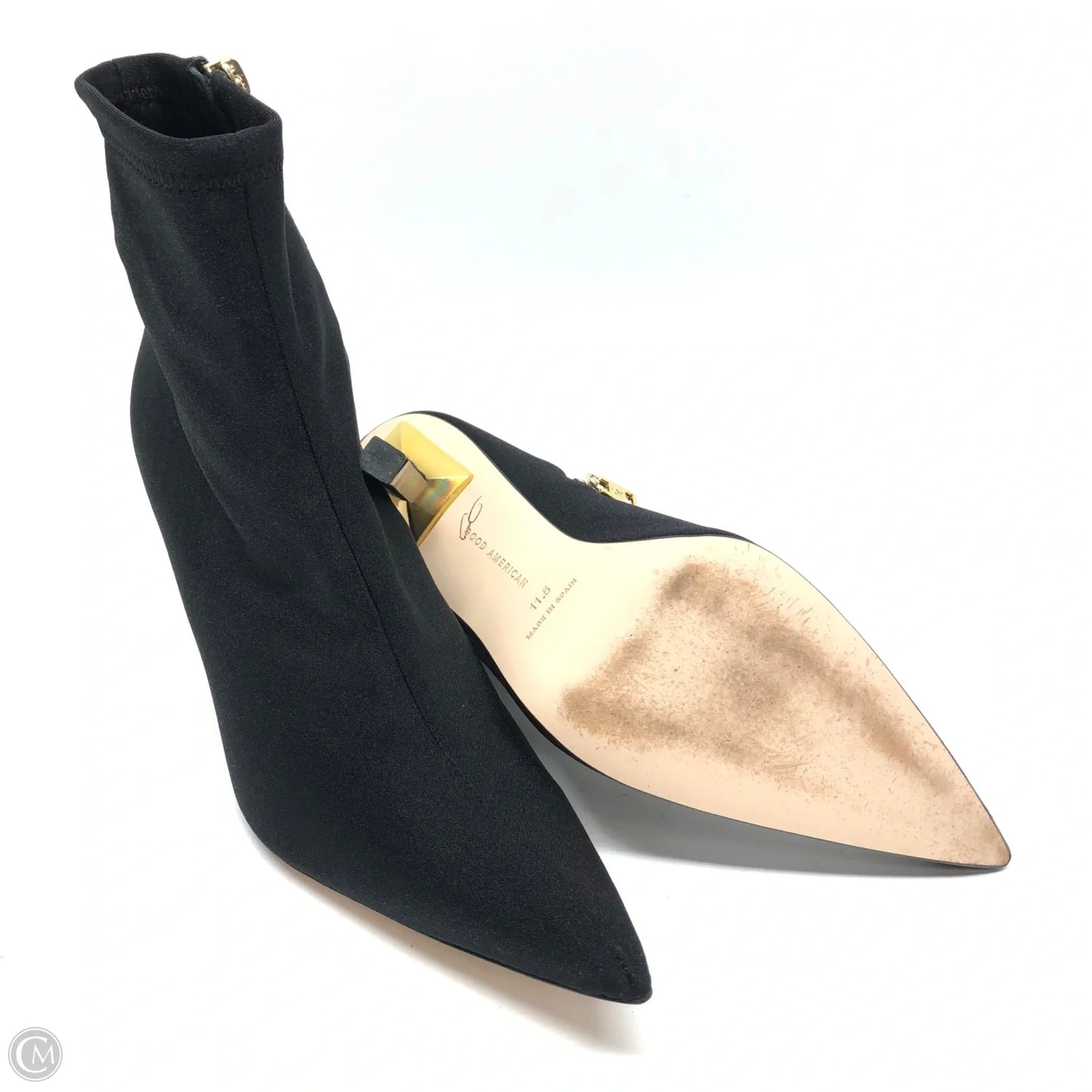 Boots Ankle Heels By Good American In Black & Gold, Size: 11.5